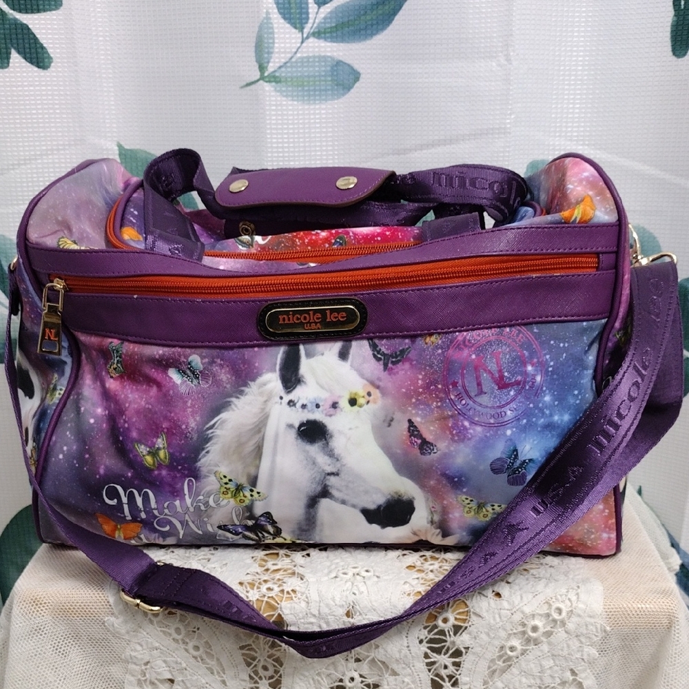 Nicole Lee Purple Unicorn Print Bag